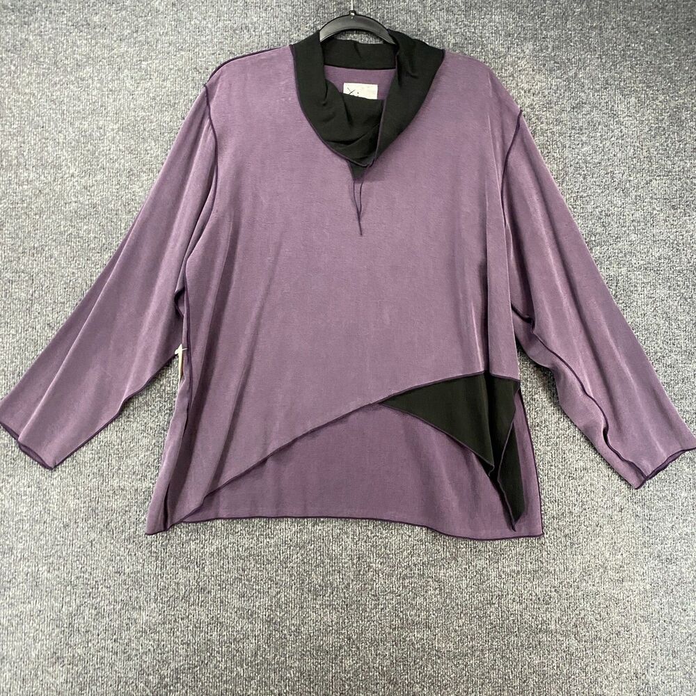 XIAO Top Womens‎ L Purple Tunic Pullover Low Hi Asymmetric Lagenlook Minimalist